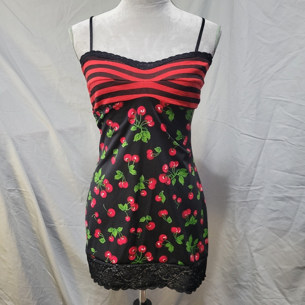 Rad Rocket Cherries Stripes Camisole Babydoll Top